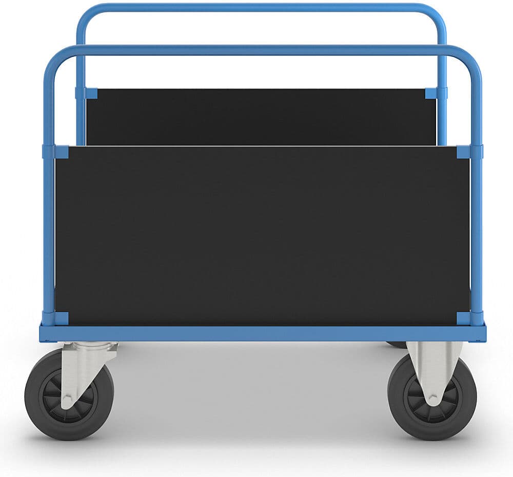 Plattformwagen KM33, 2 Seitenwände, LxB 1000 x 700 mm, 2 Lenk- und 2 Bockrollen Kongamek