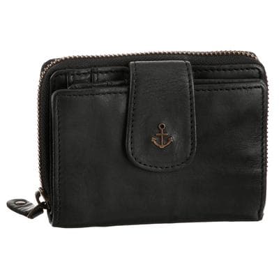Geldbörse HARBOUR 2ND "Harbour Second Wallet Is", Damen, grau (schwarz), Rindsleder, Kleinlederwaren, Unisex Geldbeutel, Portemonnaie mit Anker-Schmuckelement