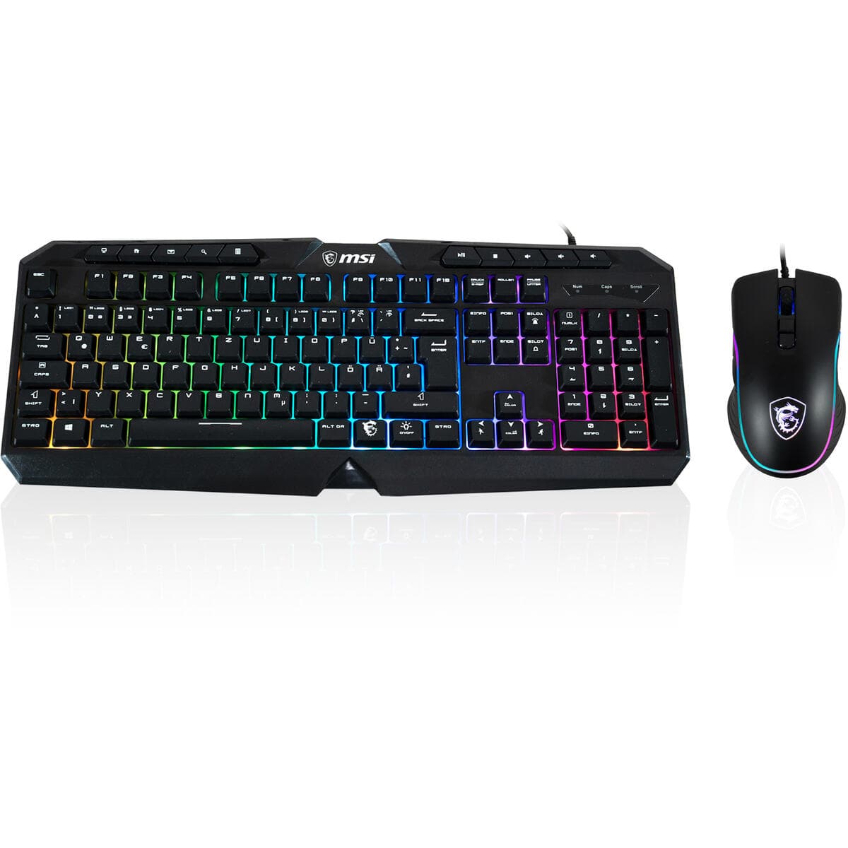 MSI - Gaming Tastatur + Maus Set | QWERTZ Layout | Membran | Multimedia Tasten | Keyboard & Mouse - Kabelgebunden | ergonomisch | RGB & silent | Full-Size Nummernblock | Computer & PC Zubehör