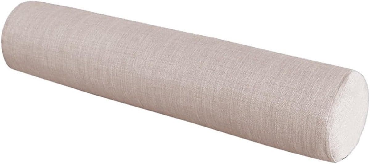 Rond steunkussen Cilinder kussen voor nek en rug in beige linnen katoen, 10 x 150 cm
