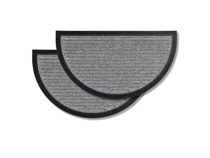 Astra Fußmatte Außen & Innen - Silber Linien 40 x 70 cm 2er Set (Halbkreis)