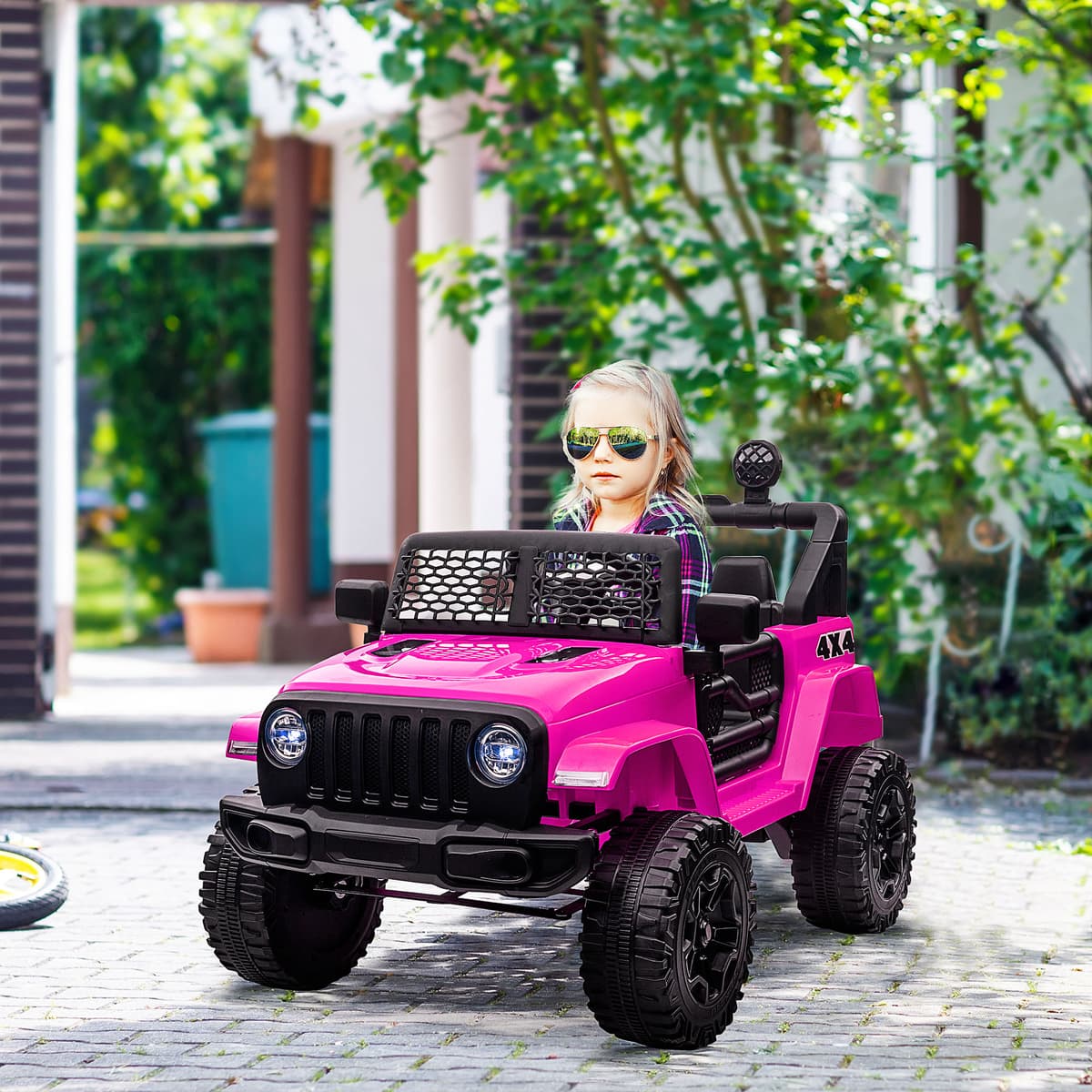 Homcom Buggy elettrico per bambini da 12 V, 5 Km/h Max. con radiocomando, Effetti luminosi e sonori 100x65x72 cm, Rosa   Aosom Italy