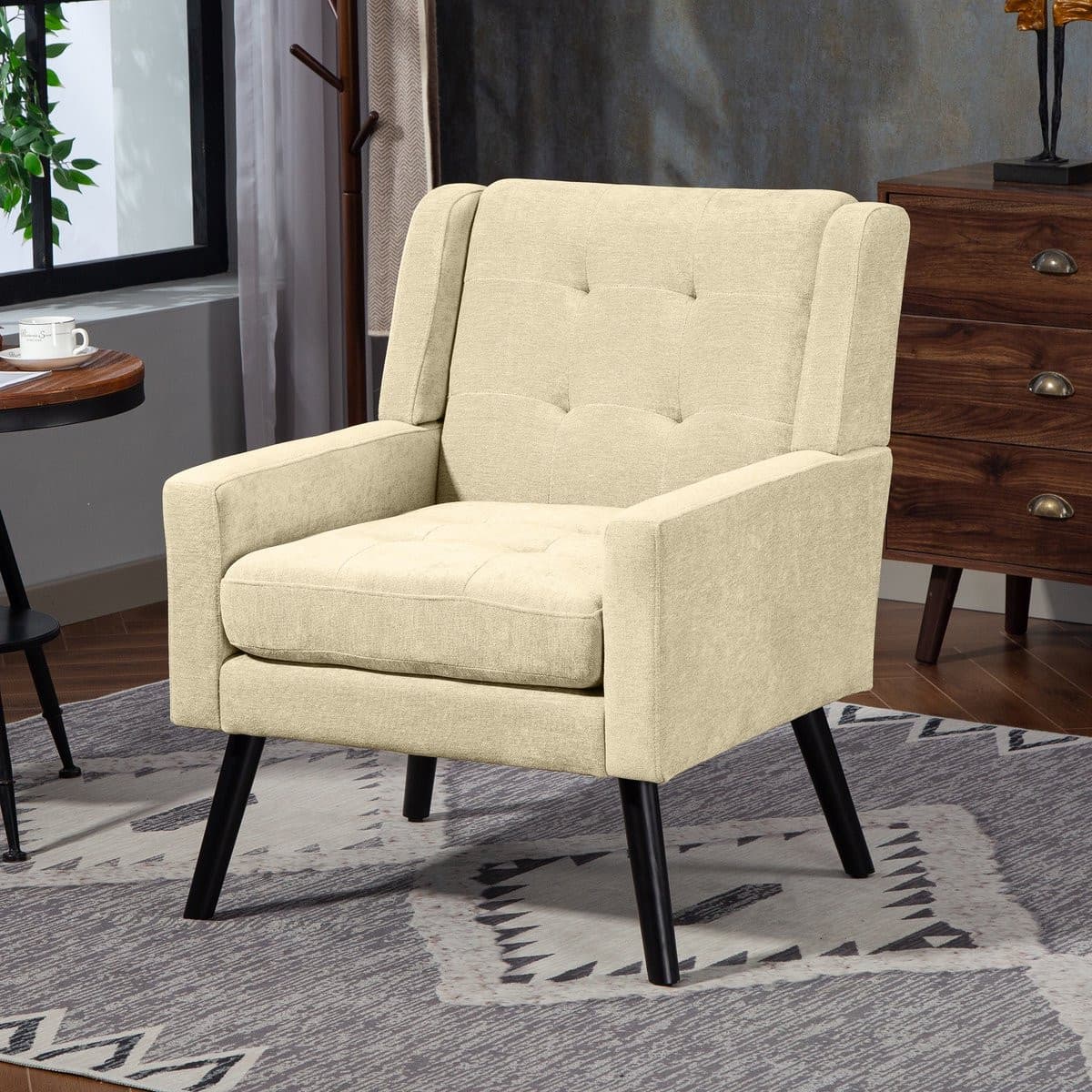 MODENUIT Fauteuil met gecapitonneerde rugleuning, gestoffeerd, beige