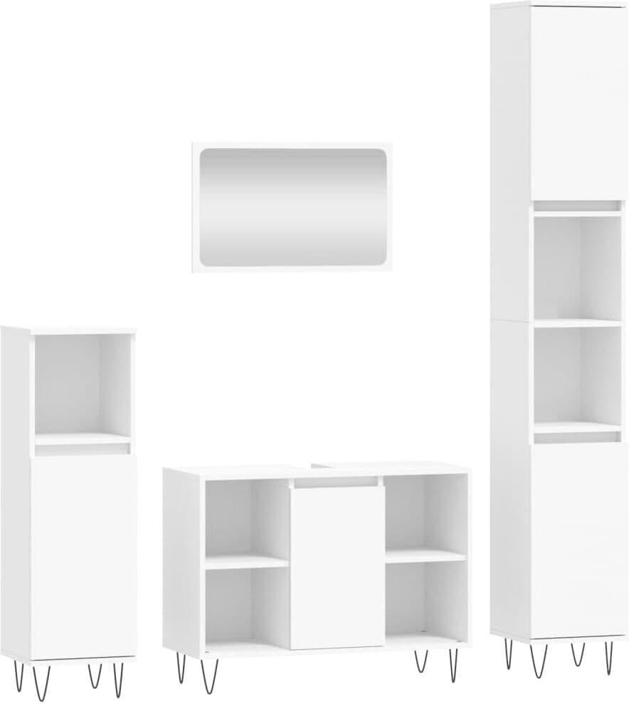 vidaXL Ensemble de meubles salle de bain 4 pcs blanc bois d'ingénierie