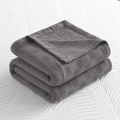 Shop Station Cotton Plaid Weave Blanket Lightweight All Season Bed Throw For Sofa, Twin, Queen & King Beds black 39.37 59.06 In