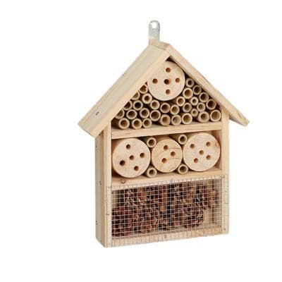 Relaxdays Insektenhotel Bausatz, Insektenhaus für Käfer, Wildbienen & Florfliegen, selber bauen, 33 x 24,5 x 7 cm, natur