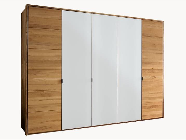 Drehtüren-Kleiderschrank Cascano - 3-türig - Kernbuche - 60er-Raster - Spiegel/Holz