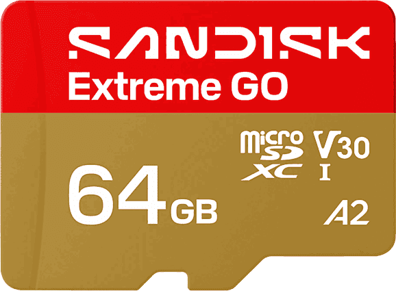 Tarjeta Micro SD - SANDISK Extreme GO, 64 GB, Hasta 170 MB/s de lectura, UHS-I, Vídeos en 5K y 4UHD, U3, V30, A2, C10, Apta Drones, Oro