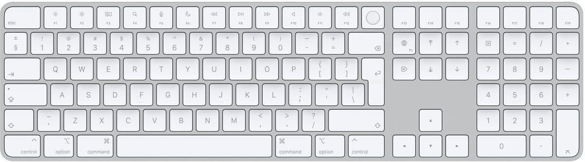 Apple Magic Keyboard 2021   Numerisk Knappsats   Touch ID   Silver/Vit   UK