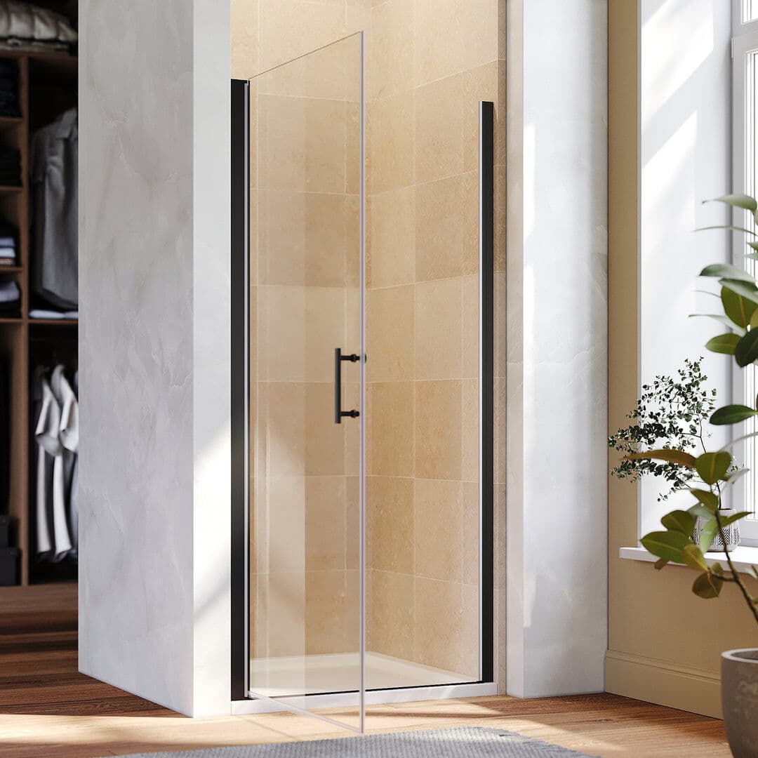 Belfry Bathroom Landin 1850mm H Hinged Frameless Shower Door with Clear Glass 80"