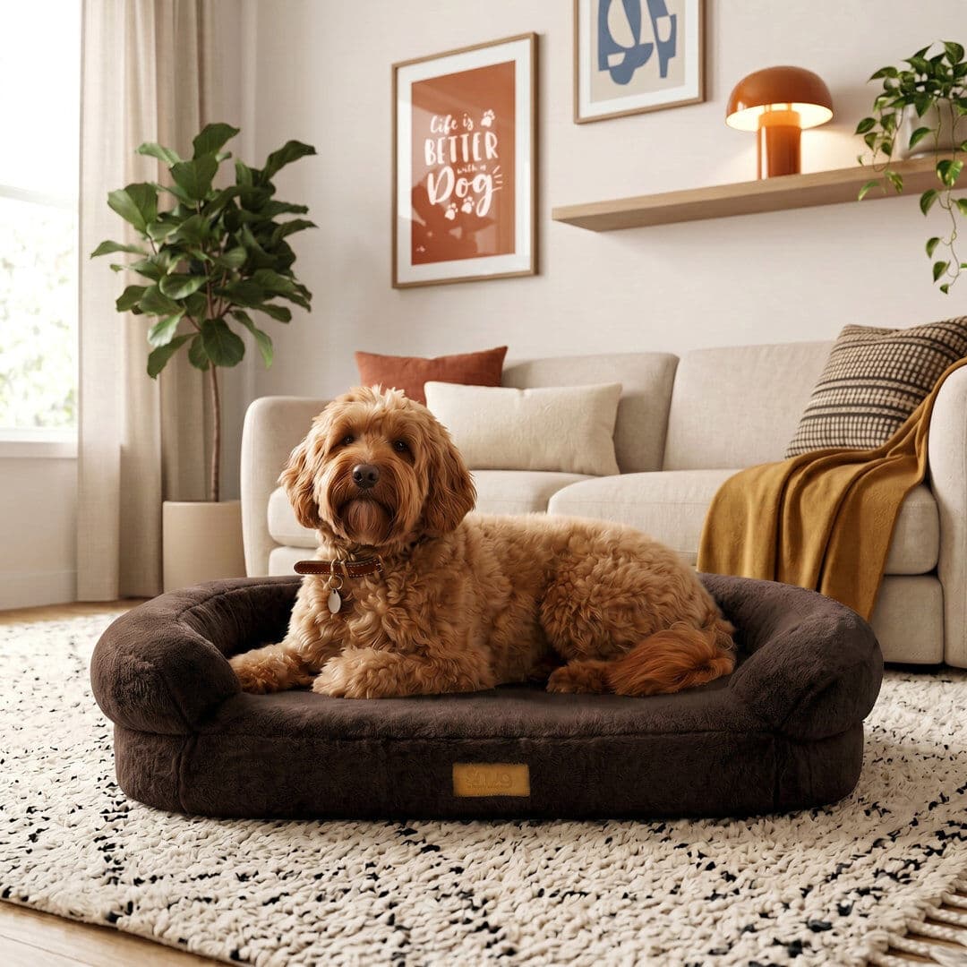 Snug Faux Fur Pet Bed Brown S/M 72 x 58 x 16 cm