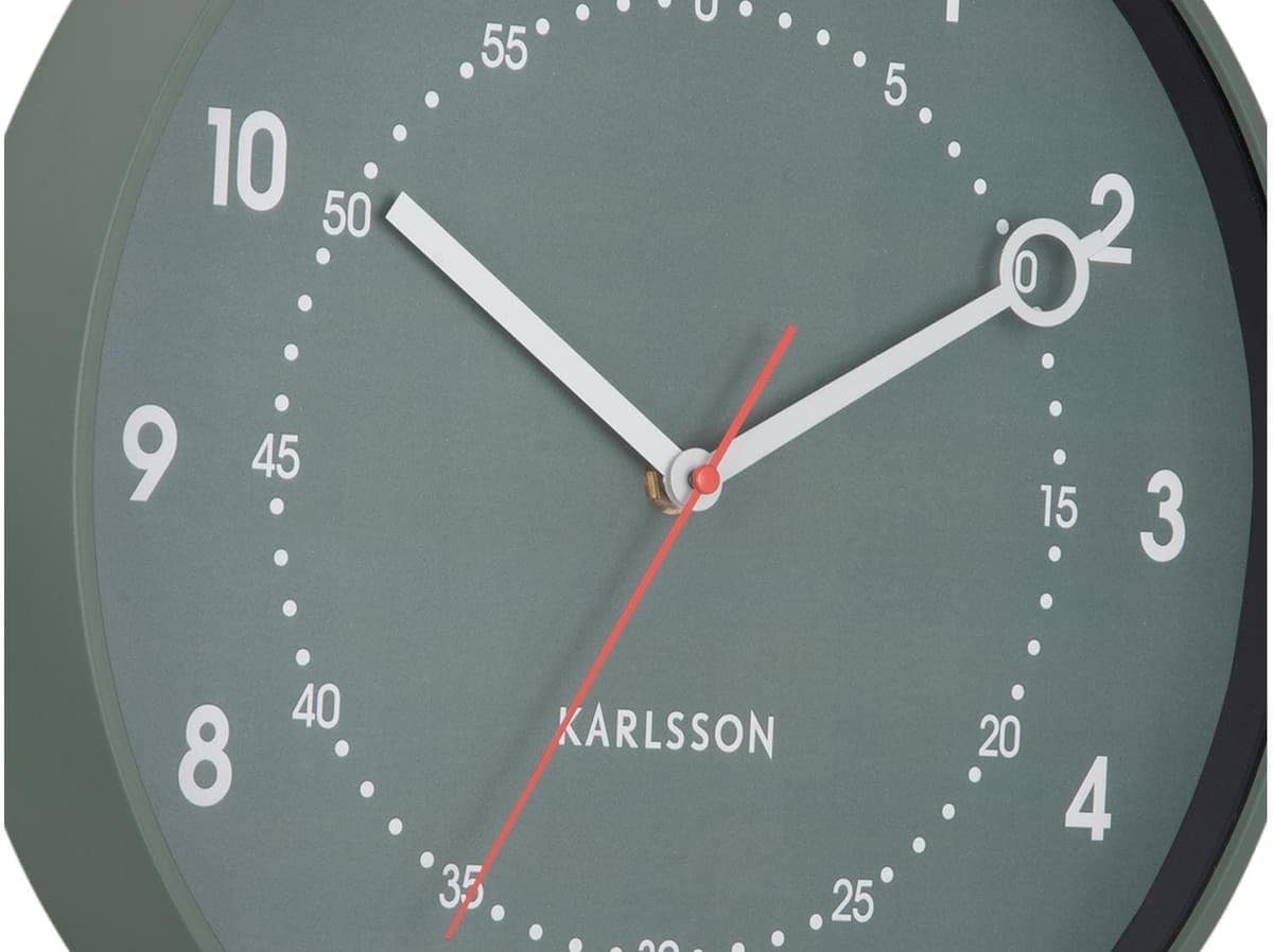 Wanduhr KARLSSON "Fresco 31,5 cm", grün, Wanduhren, Kinder, B/H/T: 31,5cm x 31,5cm x 4,5cm, Wanduhr, B:31,5cm H:31,5cm T:4,5cm grün B/H/T: 31,5cm x 31,5cm x 4,5cm