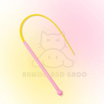 Uplift Essentials Simulated Mouse Tail Cat Teaser Interactive Silicone Play Toy With Bell pink yellow