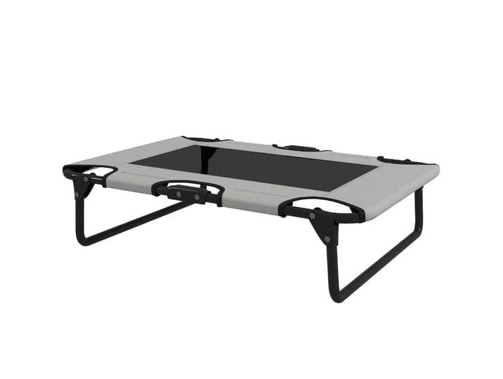 PawHut Opvouwbaar verhoogd hondenbed, buitenhondenligstoel met netontwerp Lichtgrijs Oxford 75 x 51 x 18 cm