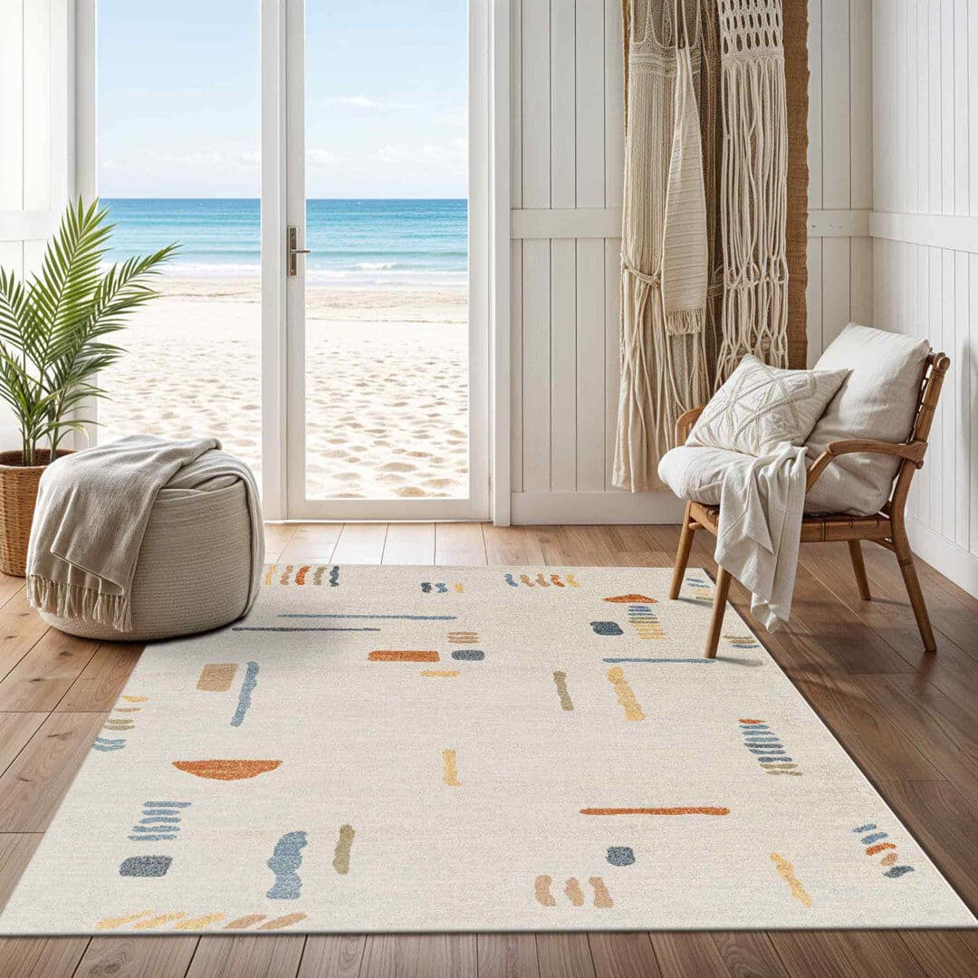Gracie Oaks Derra Modern Washable Rug Cream;Brown;Black;Blue;Gray Rectangle 200 x 275cm