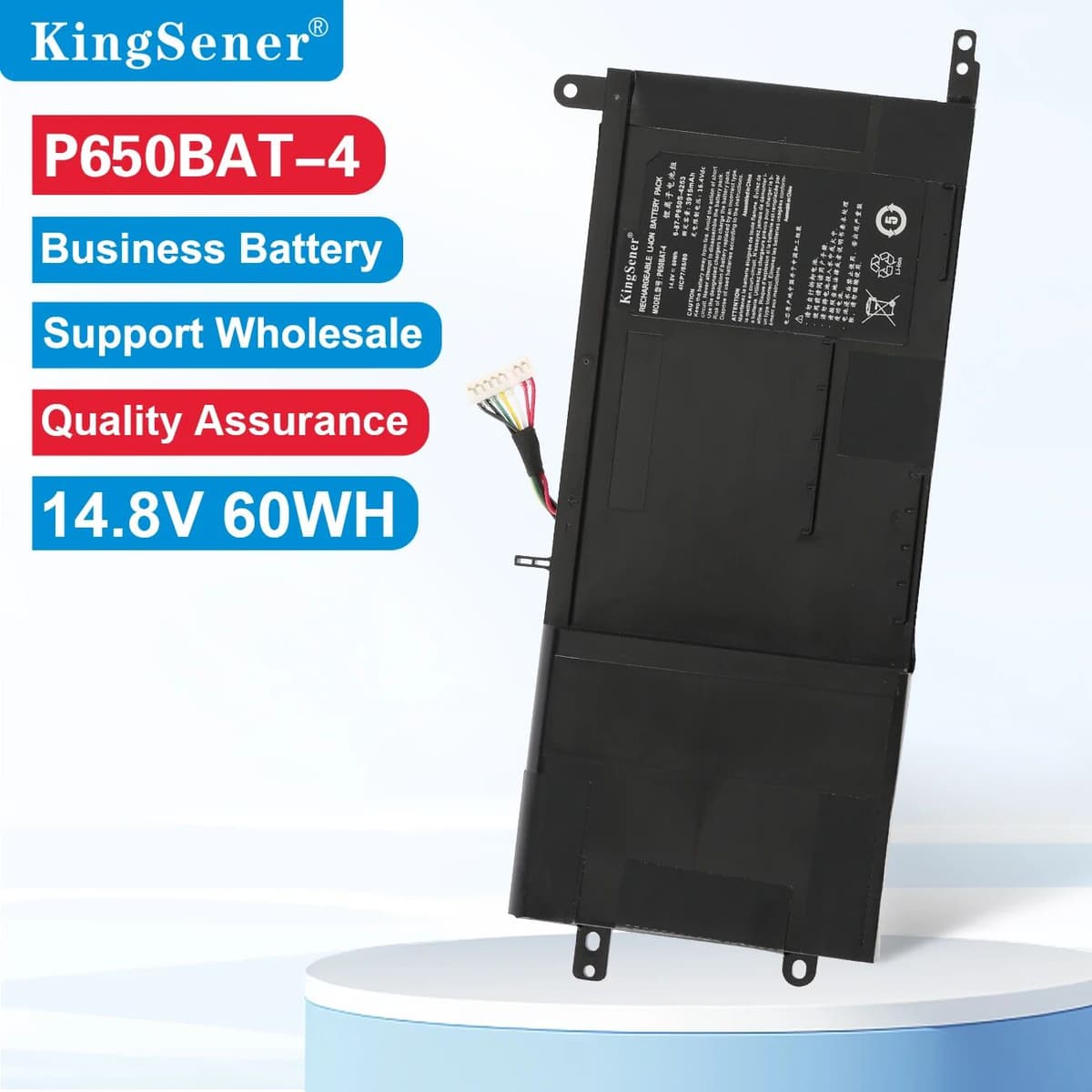 KingSener  P650BAT-4 Laptop Battery For Clevo P650 P651 P655 P671 RA P670-RG SAGER NP8650 NP8651 NP8652 6-87-P650S-4U311 60Wh