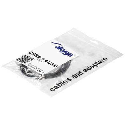 Akyga USB-Kabel USB-A Stecker, USB-A Buchse 3.00m Schwarz AK-USB-19