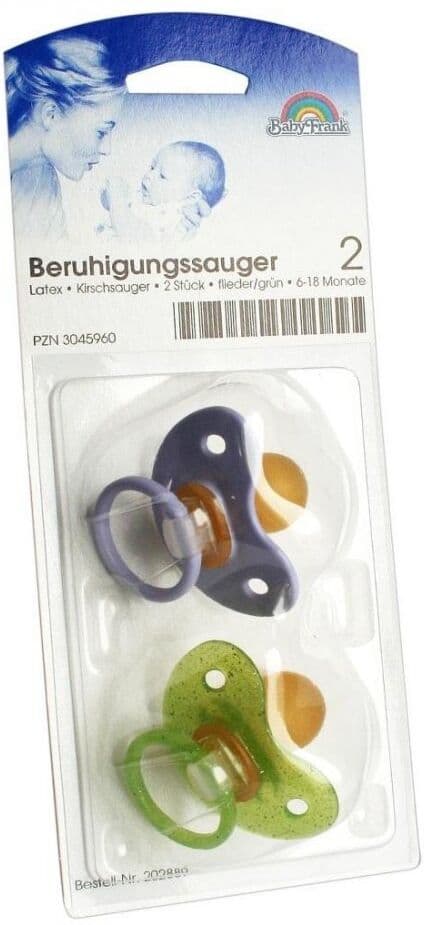 Sauger Kirsche Latex Größe 2 6-18 Monat € flied./grün 2stk