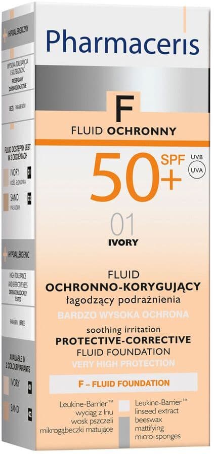 Pharmaceris F Beskyttende Foundation Spf 50+ - 30 Ml - Ivory 01  F-Serie Foundation Makeup Skjønnhet