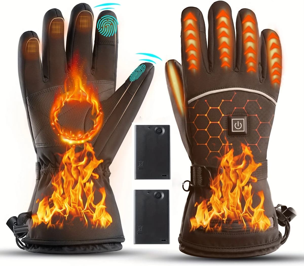 Kyncilor Winter Electric Heated Gloves Men Women Rechargeable Self Heating Motorcycle Gloves Ski Climbing Hiking Hand Warmer