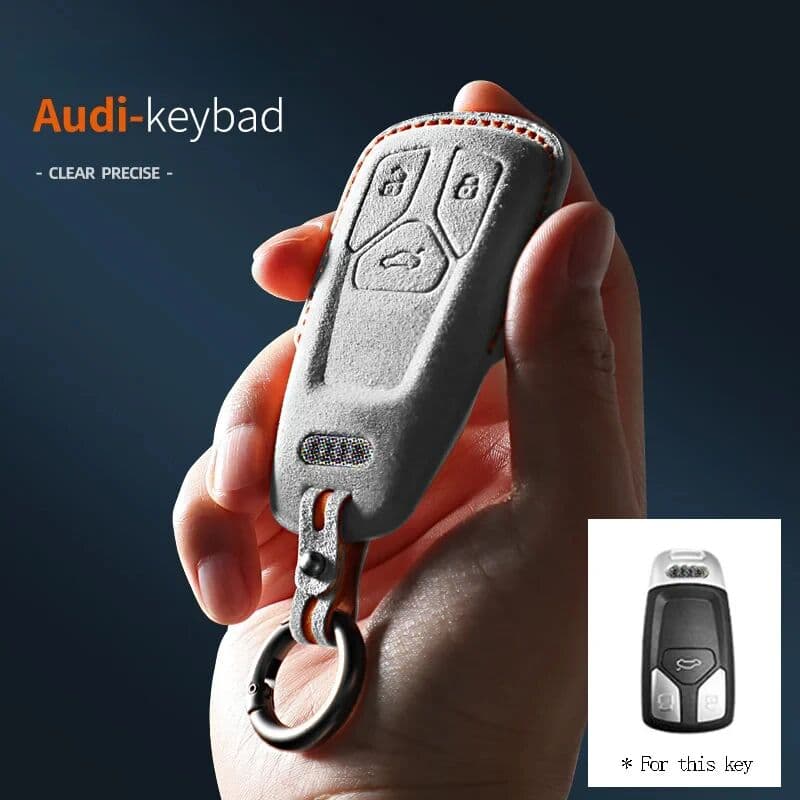NONE Car Accessories Suede Remote Key Case Cover For Audi A4 B9 A5 A6 8S 8W Q5 Q7 4M S4 S5 S7 TT TTS TFSI RS Protector Fob Shell
