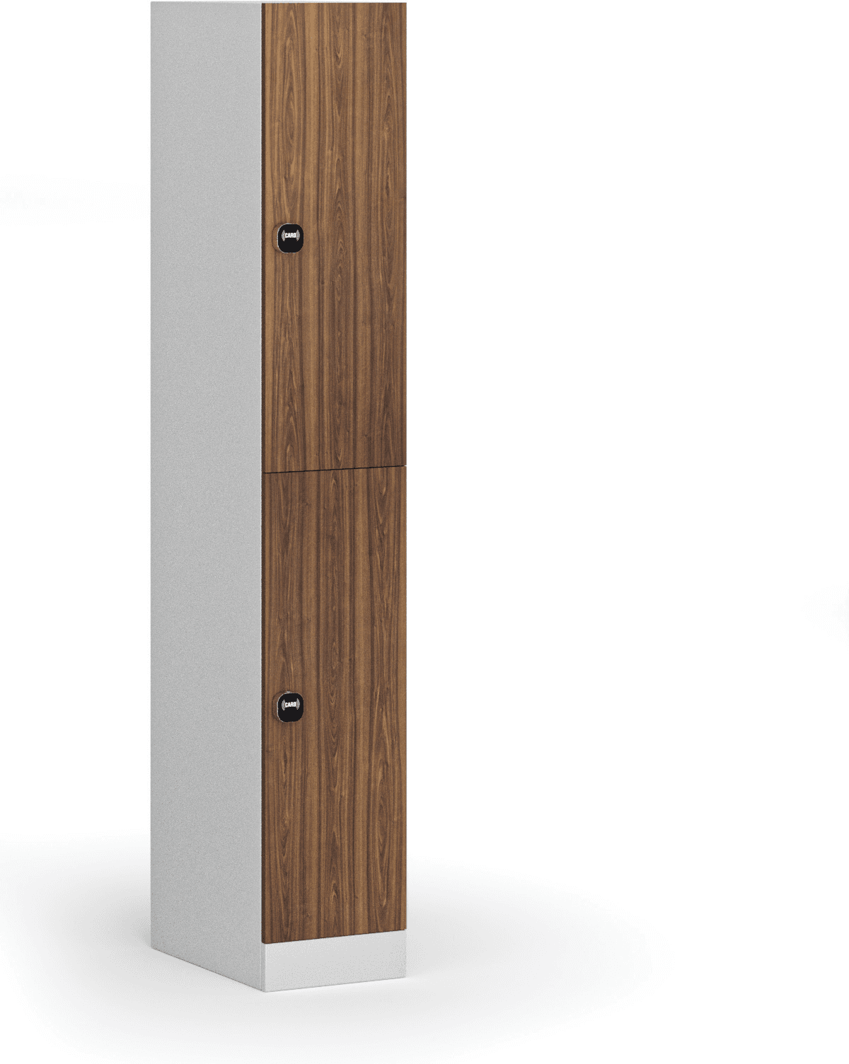 B2B Partner Szafka skrytkowa S1, 2 schowki, 1850 x 300 x 500 mm, demontaż, zamek RFID, drzwi laminowane, orzech