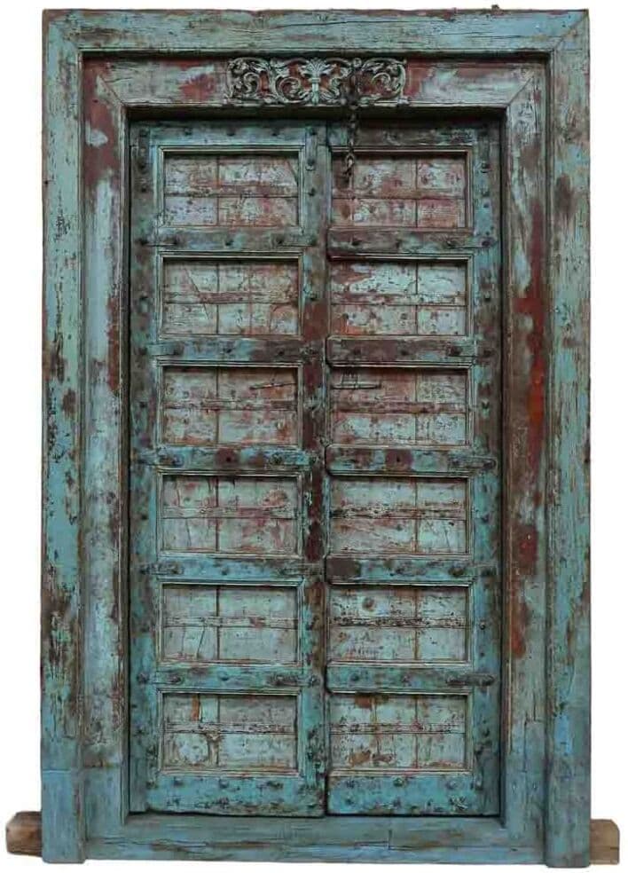 Wanderlust deco Panel decorativo en forma de puerta de madera azul 135x20x213h cm