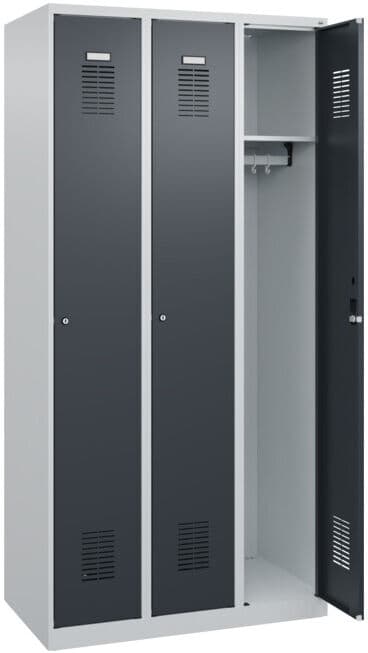 C+P Spind Basis PLUS, 3 compartiments, 1850x900x500mm, 7035/7016 ; C + P Möbelsysteme (088055-30 S10004)