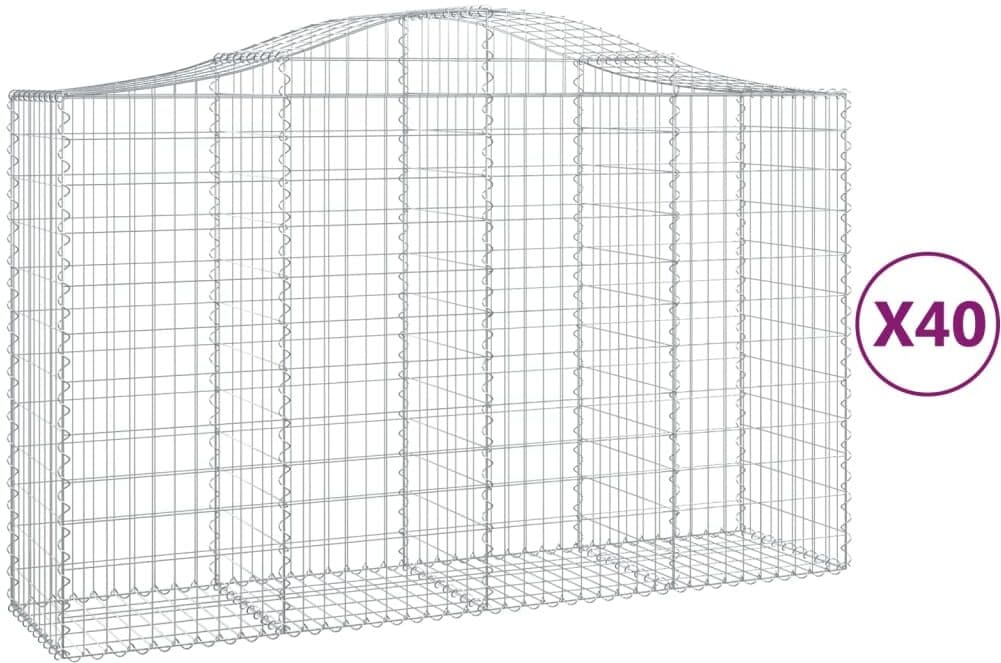 vidaXL Paniers à gabions arqués 40 pcs 200x50x120/140 cm Fer galvanisé