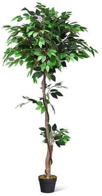 5.5FT Ficus Silk Leaf Artificial Tree Potted Fake Greenery Plants