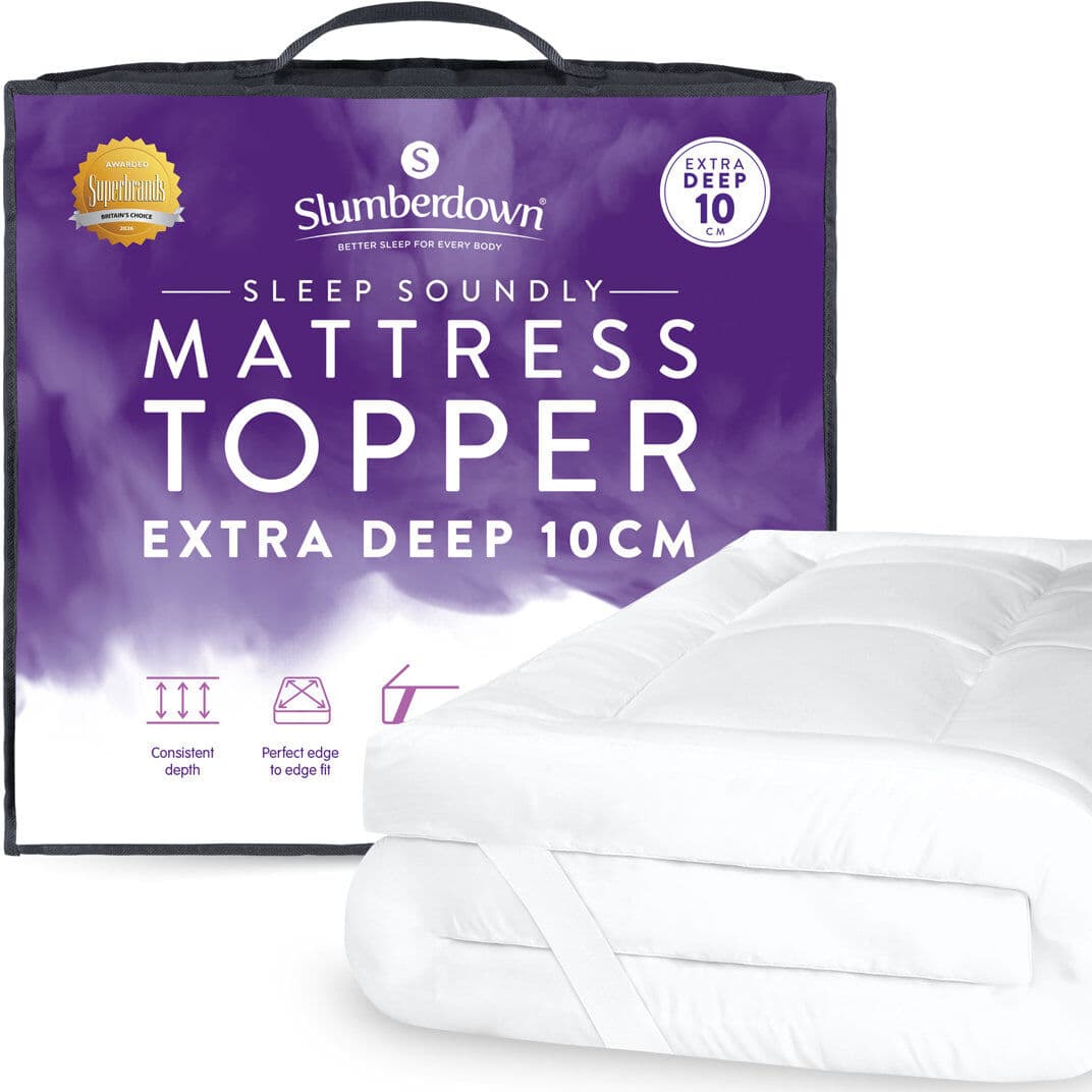 Slumberdown Sleep Soundly Extra Deep 10cm Mattress Topper – Ultra Plush Comfort, Breathable & Supportive Sleep Enhancer White Super King (6')