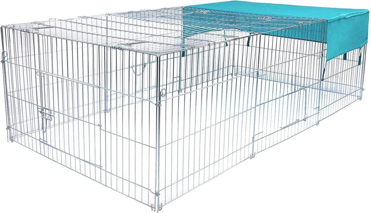 Happyment Luxus Dierenverblijf Diva XL Looprek in Zilver B/D/H: 216 x 116 x 65 cm