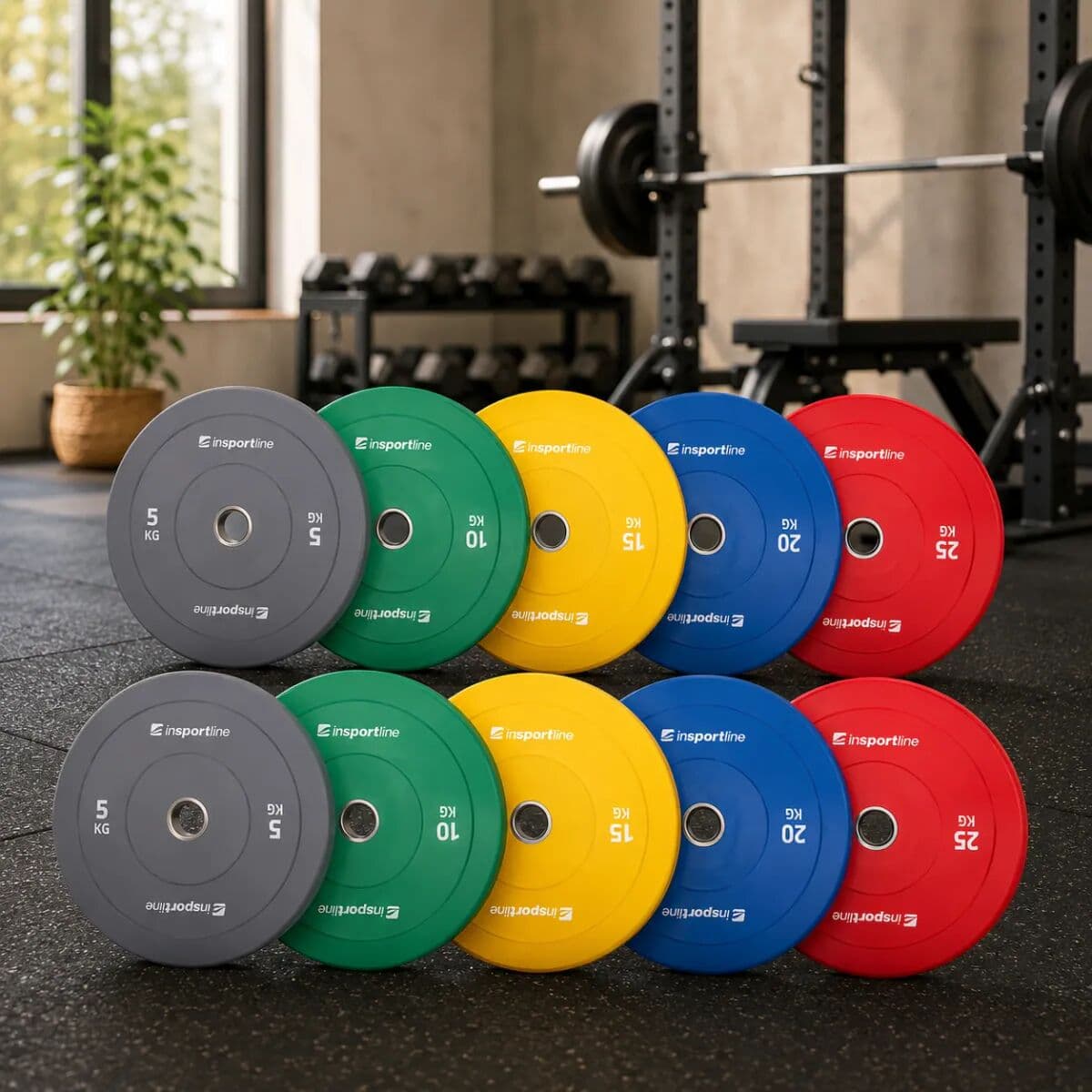 ISL Insportline Go Bumper Plates Vektskivesett 150 Kg - 50 Mm - 10 Stk