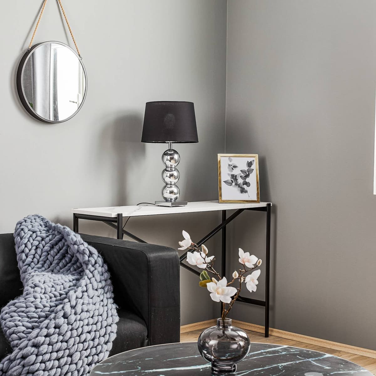 Tischlampe Fulda Argon, schwarz, für Wohn- / Esszimmer, Textil / Stoff / Seide, Tischlampe