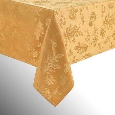 Threadmade Home Llc Graceful Leaves Rectangle Tablecloth, 60 x 84, Gold