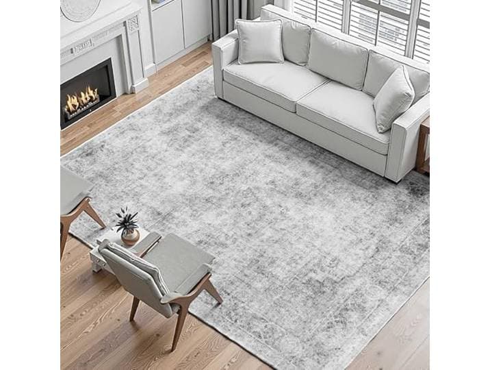 VEVOR Tapis Salon\, 2\,7x3\,7 m\, Grand Tapis Chambre Lavable et Antidérapant\, Poils Courts et Denses\, Résistant aux Griffures Animaux\, Doux Confortable\, Style Bohème\, pour Chambre\, Bureau\, Entrée\, Gris