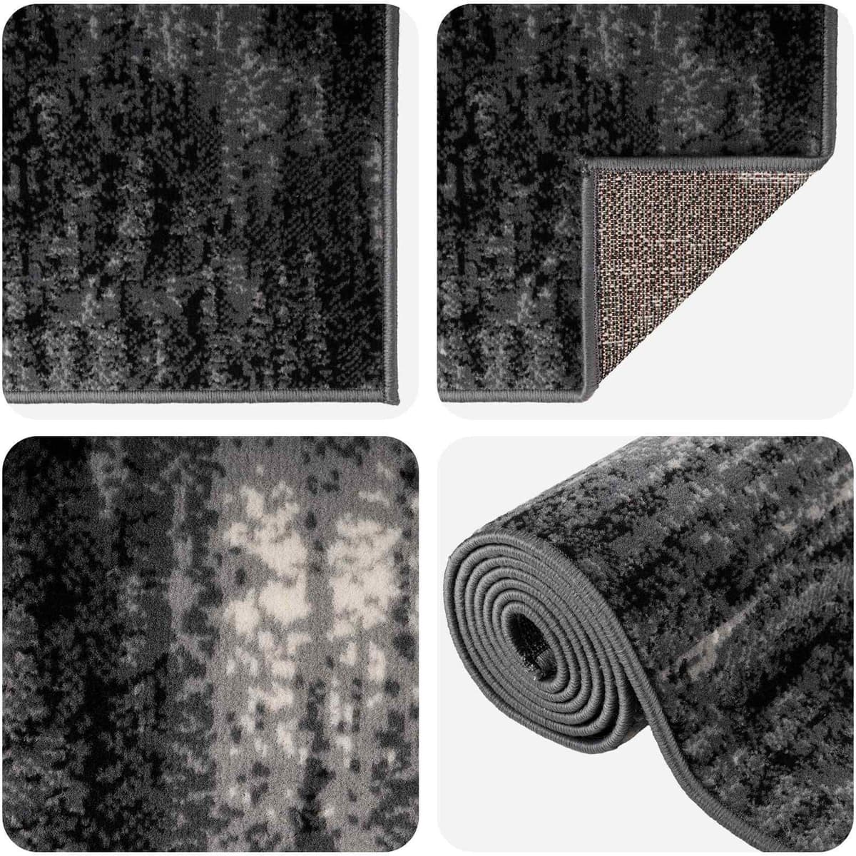 vidaXL Tapis Couloir FLORNES Tissé Noir 100 x 350 cm PP 7 mm