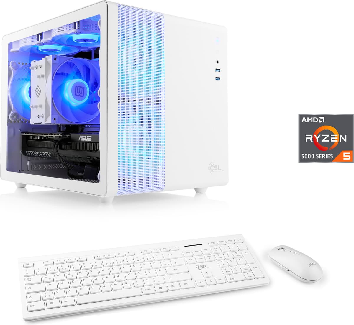 CSL PC "Cube V24183", weiß, Microsoft Windows 11 Home (64 Bit), GeForce RTX 4060, 32 GB RAM 1.000 GB SSD, Desktop-PCs, PC