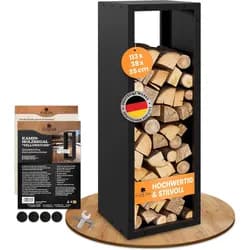 BLACK OAK Kaminholzregal Yellowstone schwarz matt bis 200kg - 113 × 38 × 35 cm