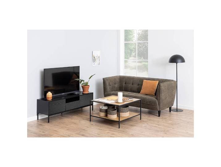 home24 Tv-meubel Voorkant & body: MDF Medium-Density Fibreboard , gelakt Frame: gepoedercoat metaal zwart/zwartbruine eikenhouten look 140 x 45 x 40cm