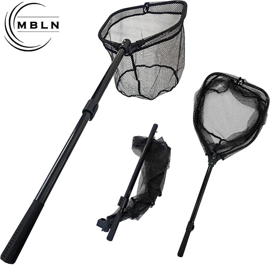 NONE MBLN Brand Telescopic Aluminum Alloy Fishing Net Pole with Anti-Scratch Rubber Coating Folding Square Net Positioning Design