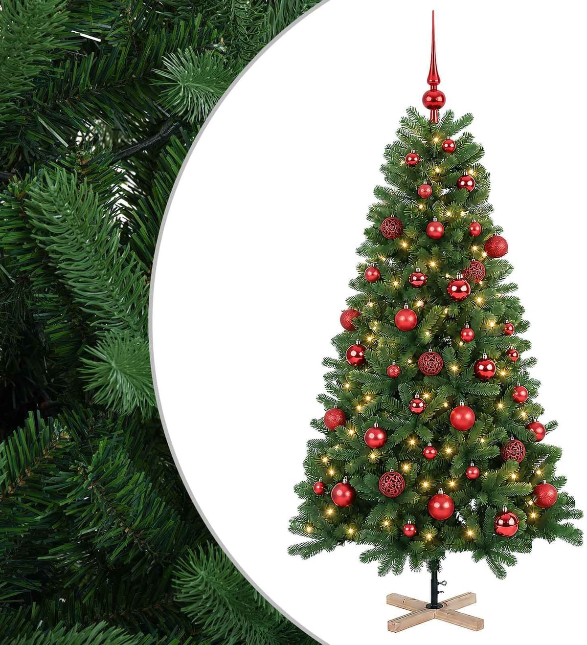 vidaXL Sapin de Noël artificiel avec boules 150 cm 150 LED Blanc chaud
