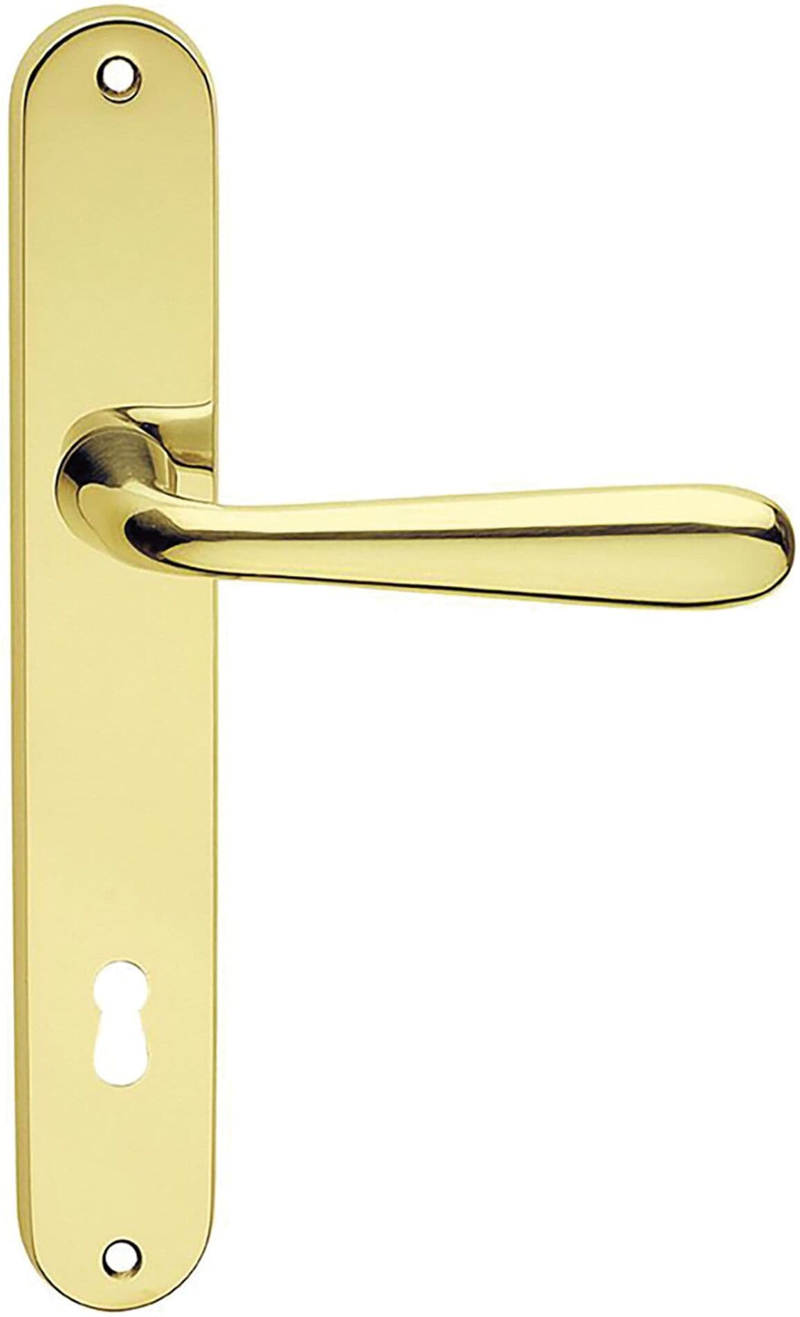 Martinelli MANIGLIA A PLACCA  - CAROLA OTTONE LUCIDO VERNICIATO QUADRO 8 mm FORO A 90 mm