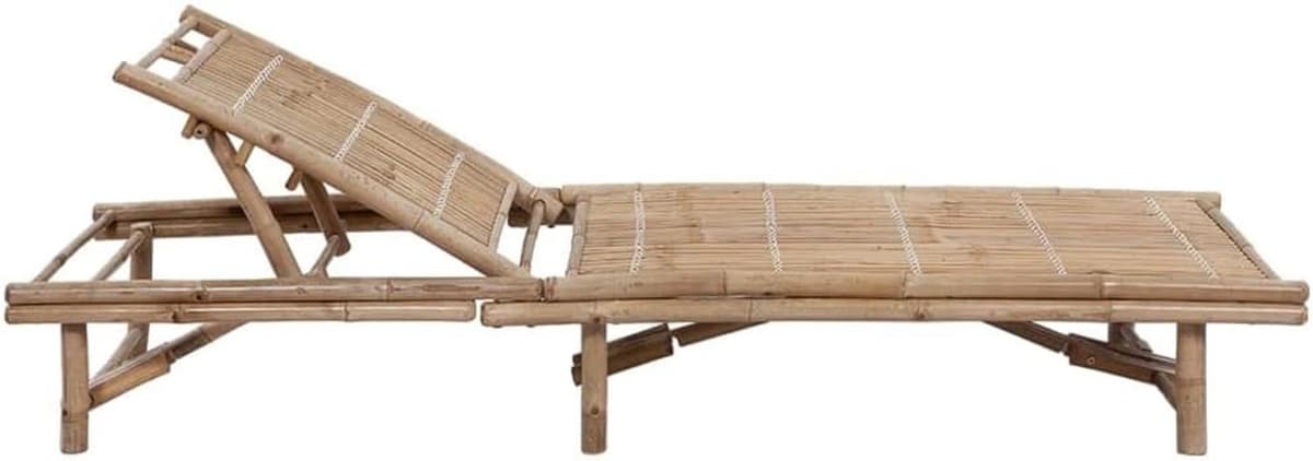 Verstelbare bamboe ligstoel met kussen voor in de tuin