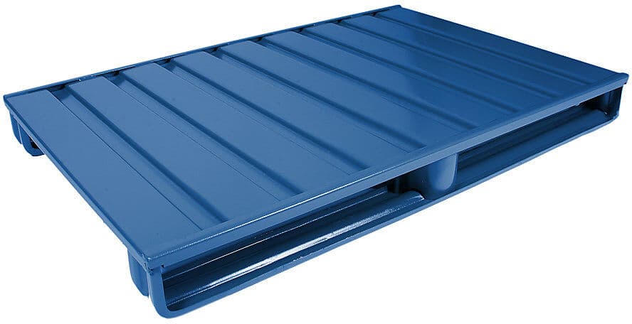 Stahlflachpalette, LxB 1200 x 1000 mm, Traglast 1500 kg, enzianblau, ab 10 Stk Heson
