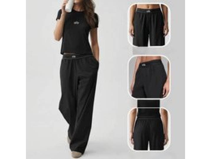 Naakte yogaset, snel drogende fitnessbroek, sportbroek met rechte pijpen, dames yogapak, ronde hals, korte mouwen