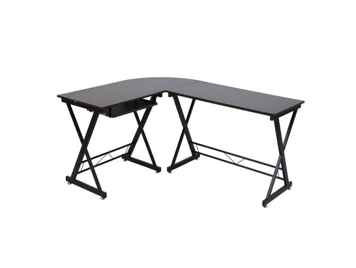 Svita Eckschreibtisch Eckhart Nussbaum-Optik, Braun, Metall, Quadratisch, 50x75x150 cm, Büromöbel, Schreibtische, Eckschreibtische
