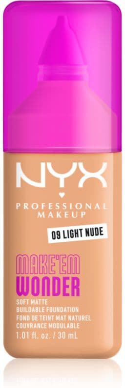 NYX Professional Makeup Make ‘Em Wonder lekki podkład matujący odcień 09 Light Nude 30 ml