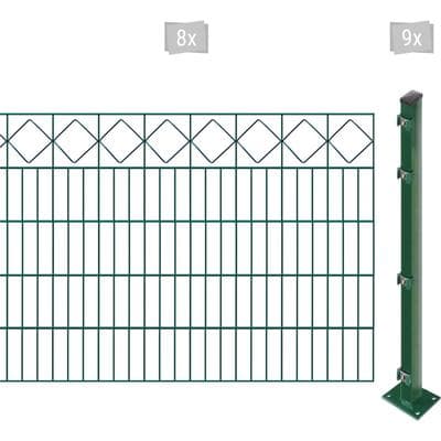 Doppelstabmattenzaun ARVOTEC "EASY 100 zum Aufschrauben "Karo" mit Zierleiste", grün (dunkelgrün), H:100cm, Kunststoff, Stahl, Zaunelemente, Zaunhöhe 100 cm, Zaunlänge 2 - 60 m