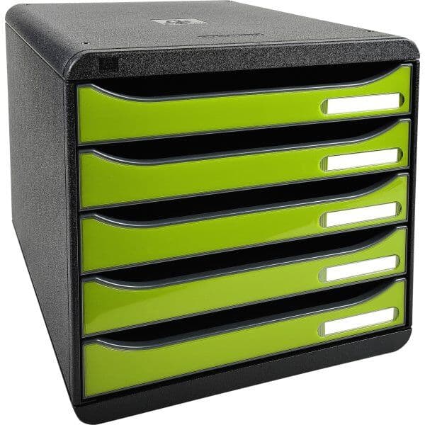 Exacompta Big-Box+ Skuffekabinet, Sort/g. Lysegrøn